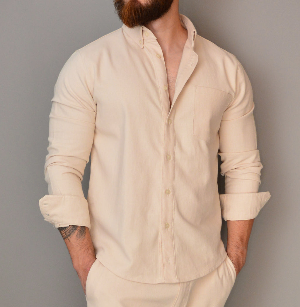 Camisa Lino Manga Larga