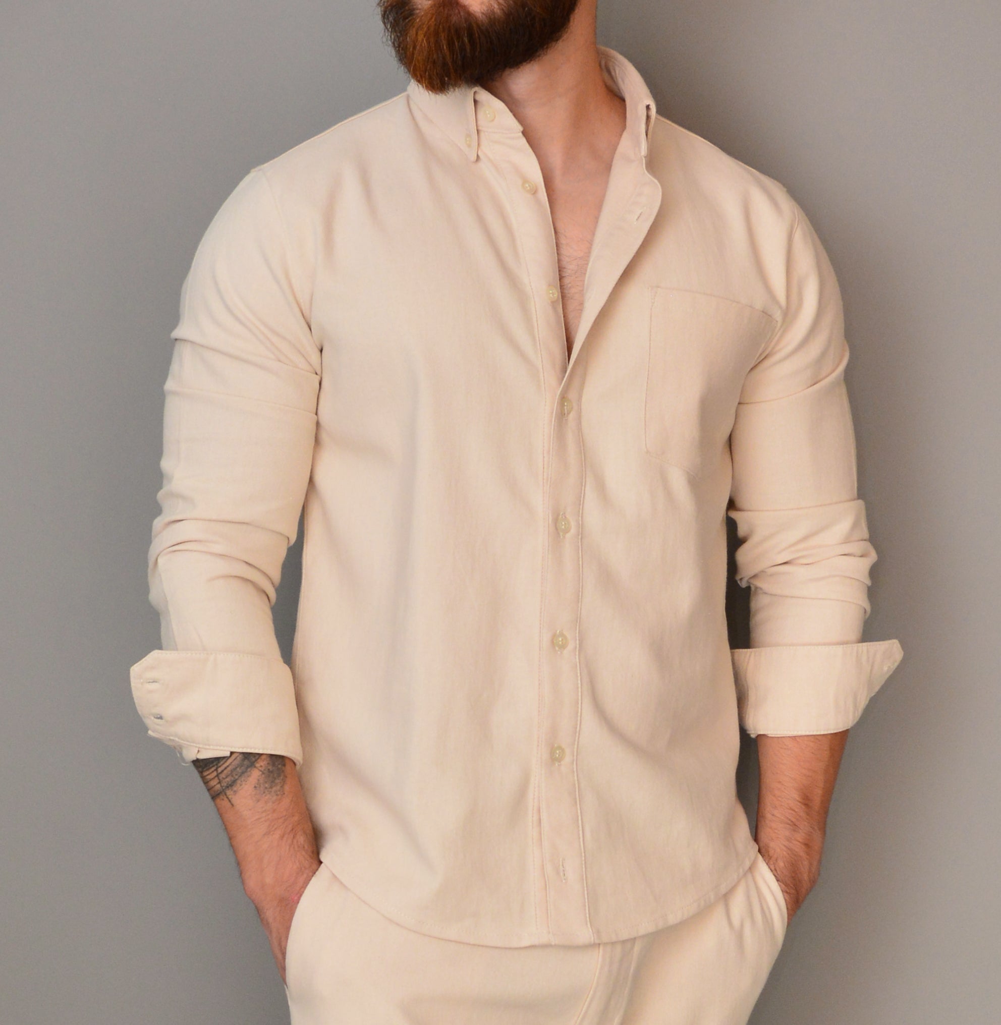 Camisa Lino Manga Larga