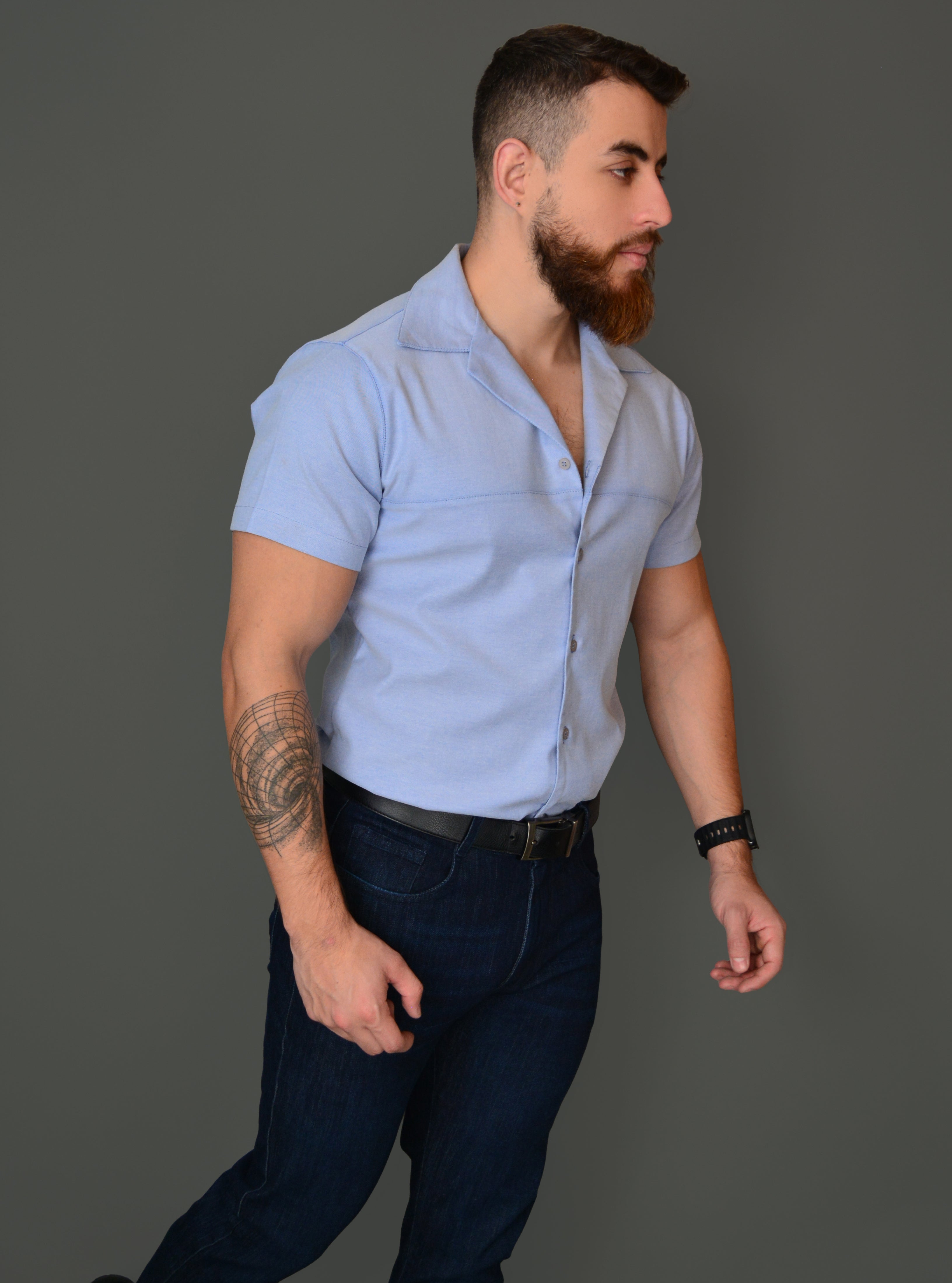 Camisa Retro Manga Corta Slim